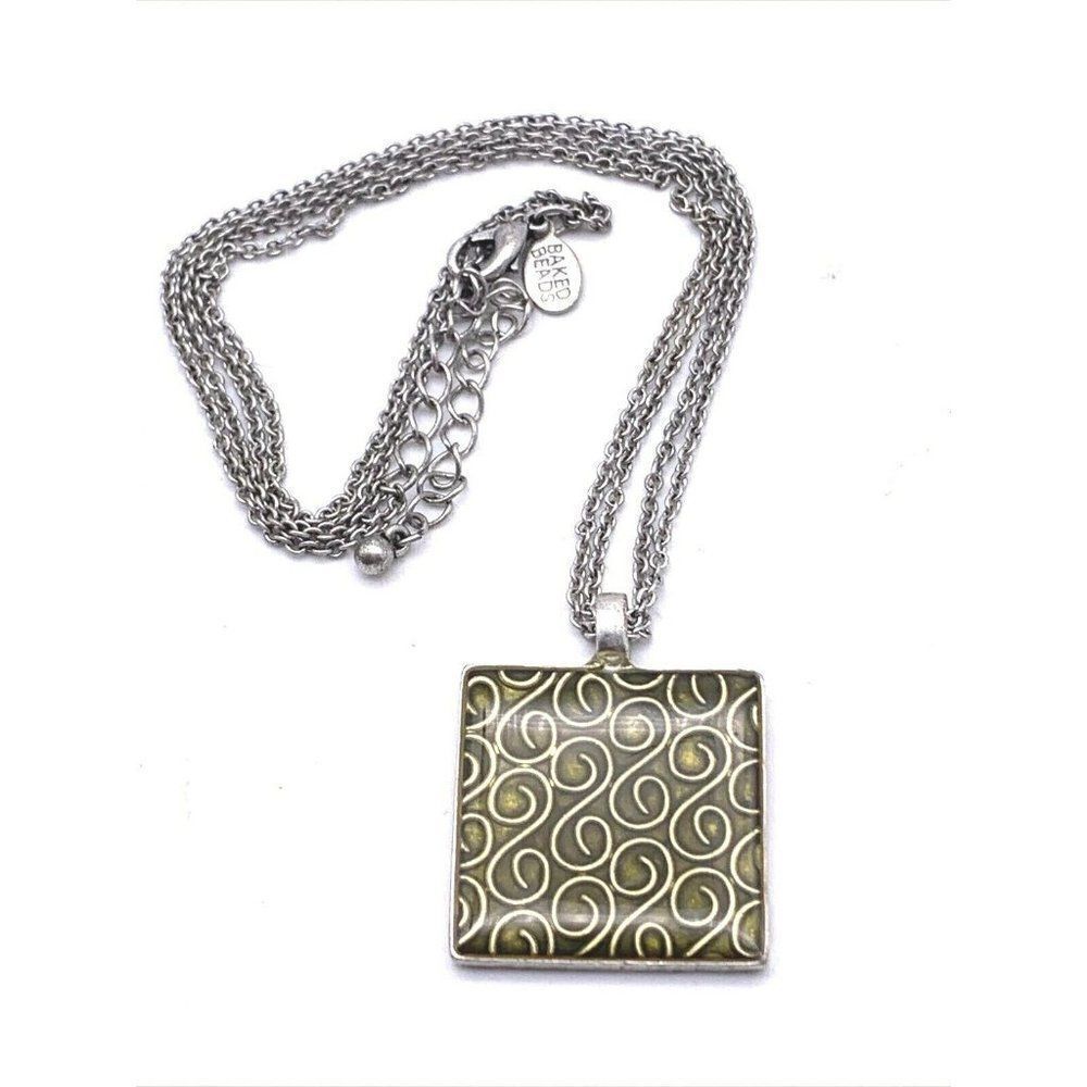 Baked Beads Necklace Square Swirl Design